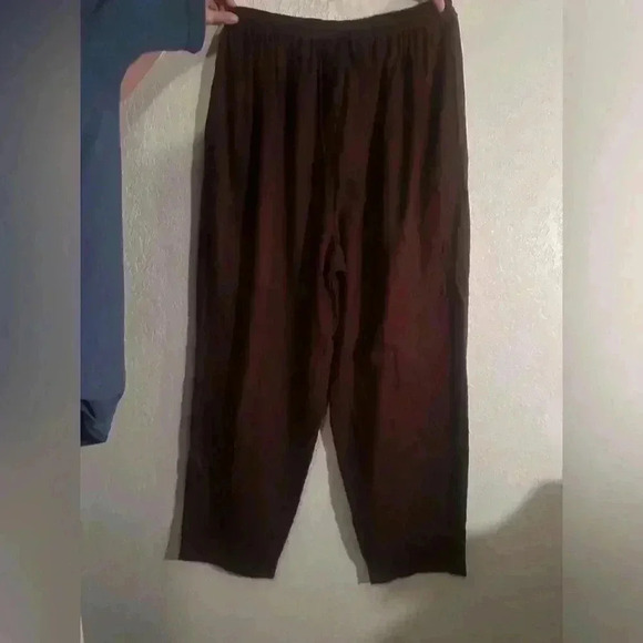 SilkLand 100% Silk Wide Leg Pants Red/Brown 2X High-Waist Lightweight Boho Comfy - Picture 1 of 6
